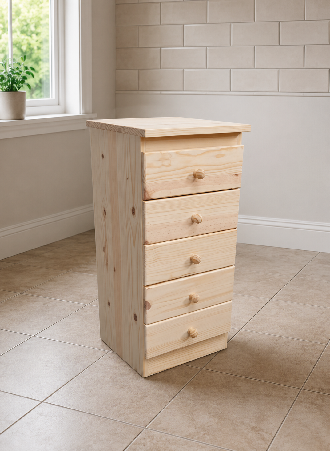 Solid Pine 400mm 5-Drawer Cabinet