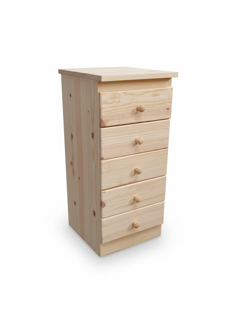 Solid Pine 400mm 5-Drawer Cabinet - Image 2