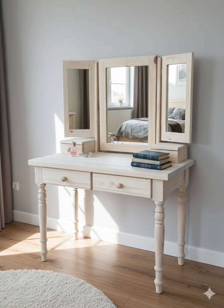 Colonial Dressing Table with Tri-Fold Mirror