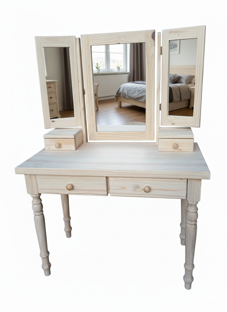 Colonial Dressing Table with Tri-Fold Mirror - Image 2