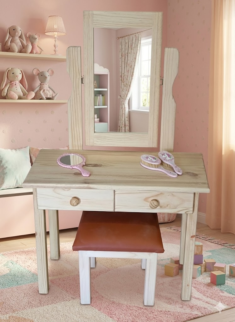 Wooden Children's Dressing Table with Mirror - Image 3