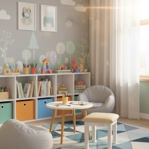 Kiddies Wooden Stool with Padded Seat