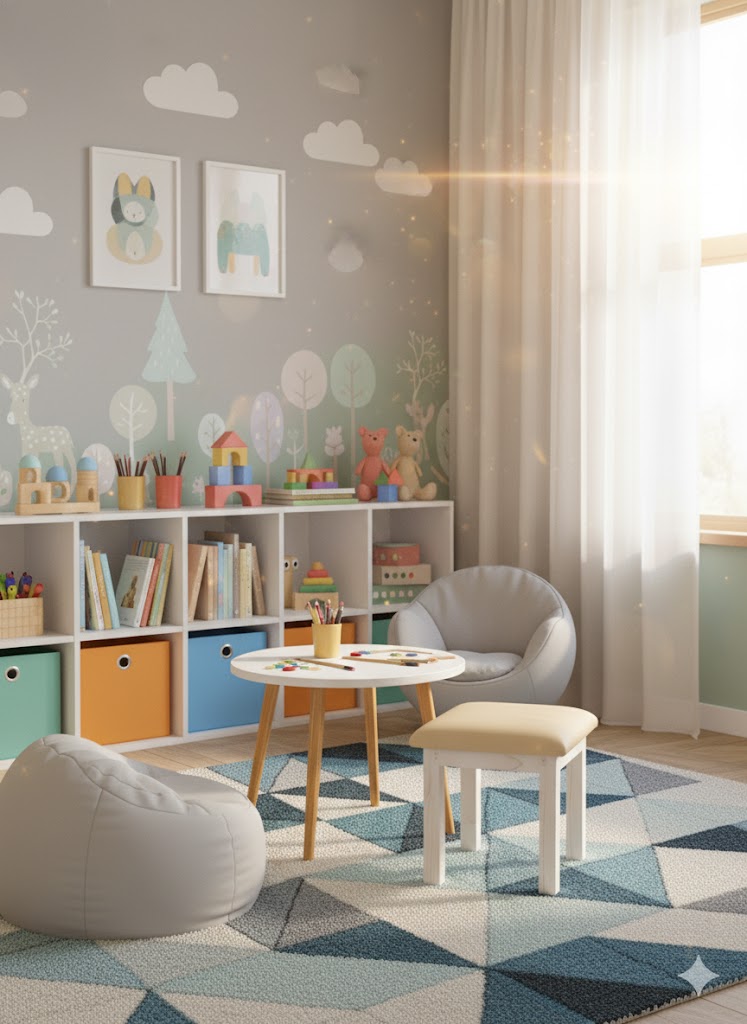 Kiddies Wooden Stool with Padded Seat