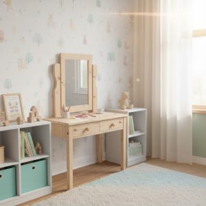 Wooden Children's Dressing Table with Mirror