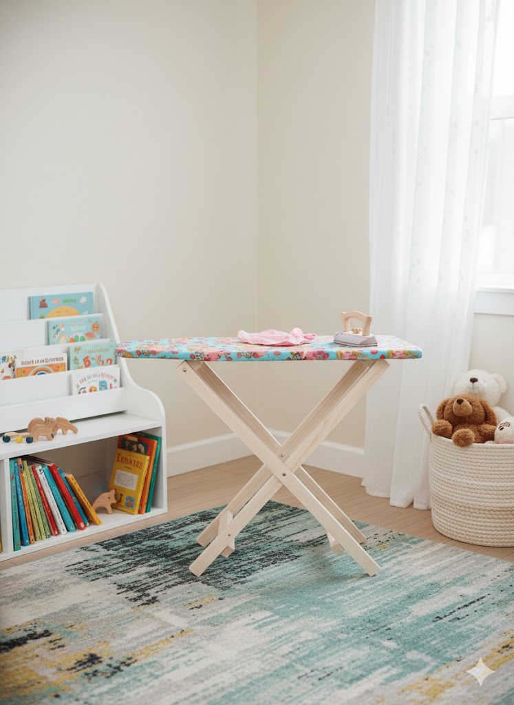 Little Helper's Laundry Day: Foldable Wooden Ironing Board with Play Iron