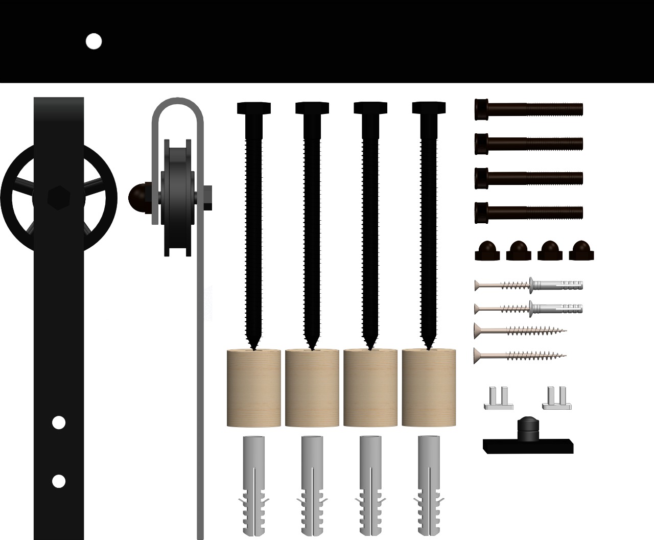 X-Brace Horizontal Slat Barn Door Including 2000mm Rail System - Image 5