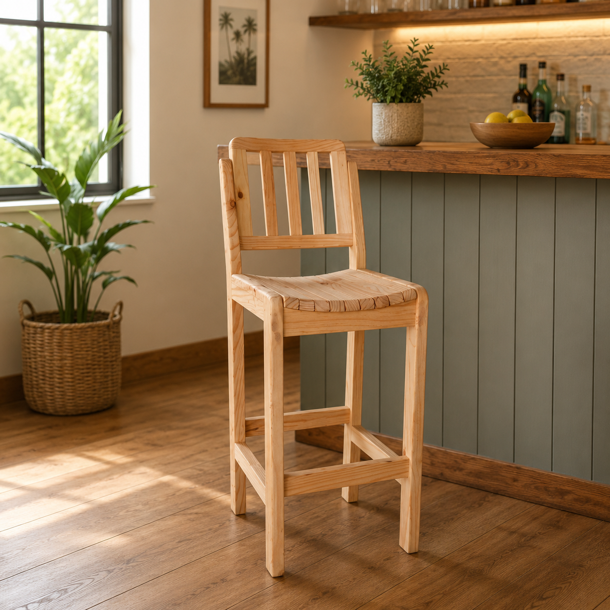 Bar Chair 65 Slatted Back