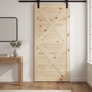 Double X-Brace Horizontal Slat Barn Door Including 2000mm Rail System