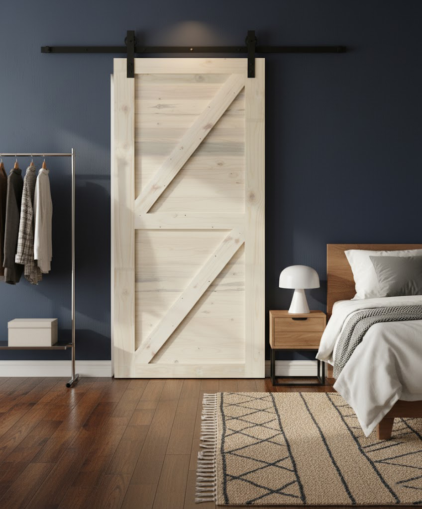 Double Z-Brace Horizontal Slat Barn Door Including 2000mm Rail System