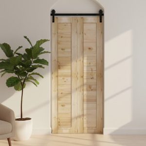PINE BI-FOLD BARN DOOR INCLUDING 980MM RAIL SYSTEM