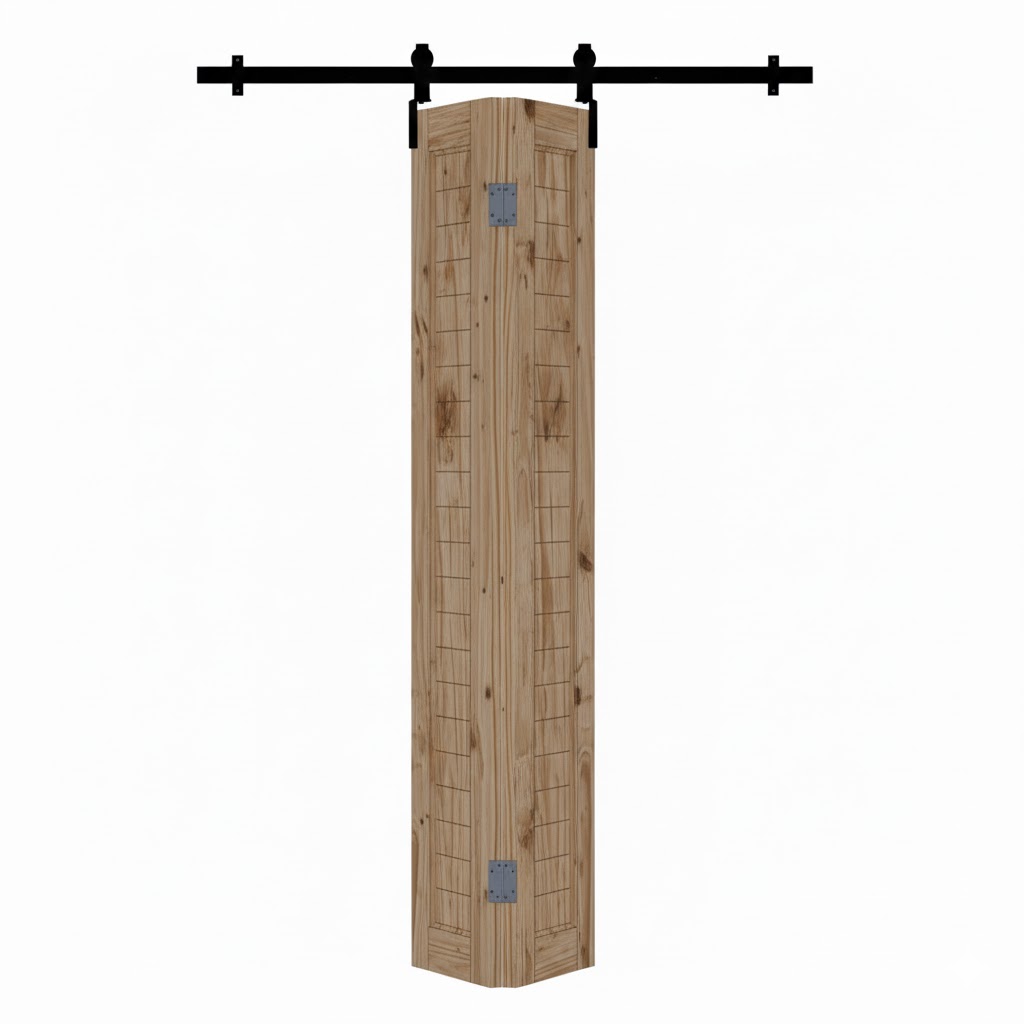 PINE BI-FOLD BARN DOOR INCLUDING 980MM RAIL SYSTEM - Image 2