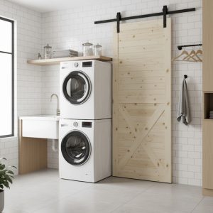 Half X-Brace Horizontal Slat Barn Door Including 2000mm Rail System