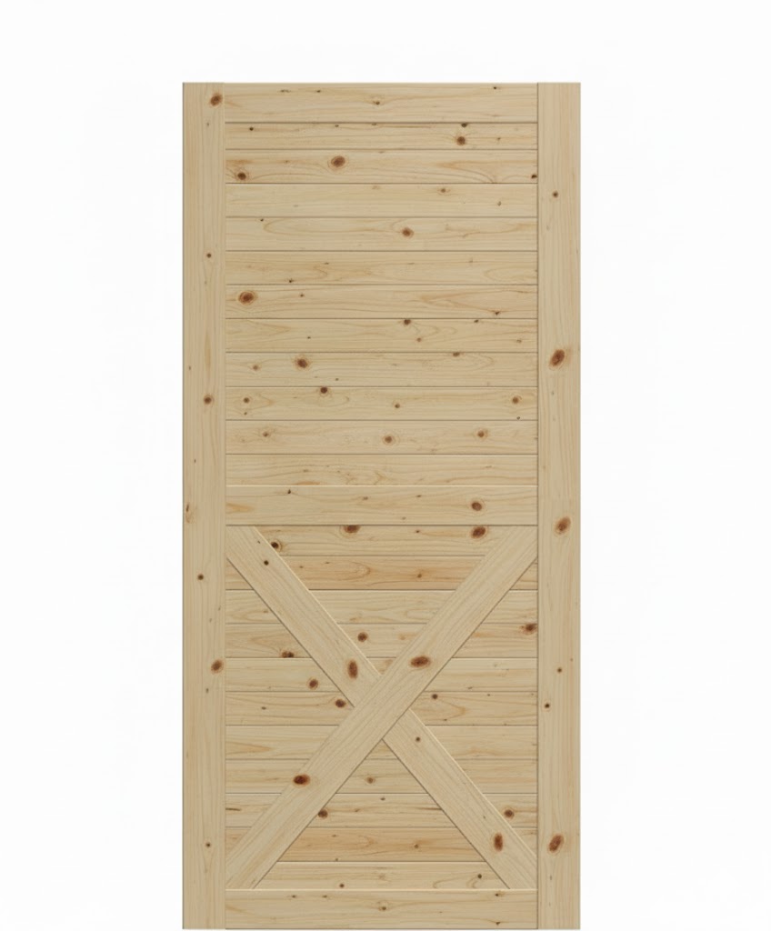 Half X-Brace Horizontal Slat Barn Door