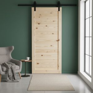 Horizontal Slat Barn Door Including 2000mm Rail System