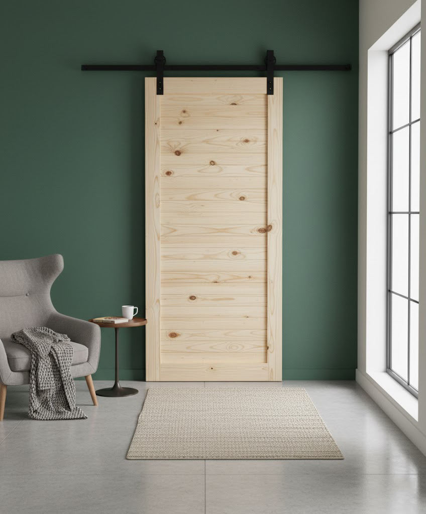 Horizontal Slat Barn Door Including 2000mm Rail System