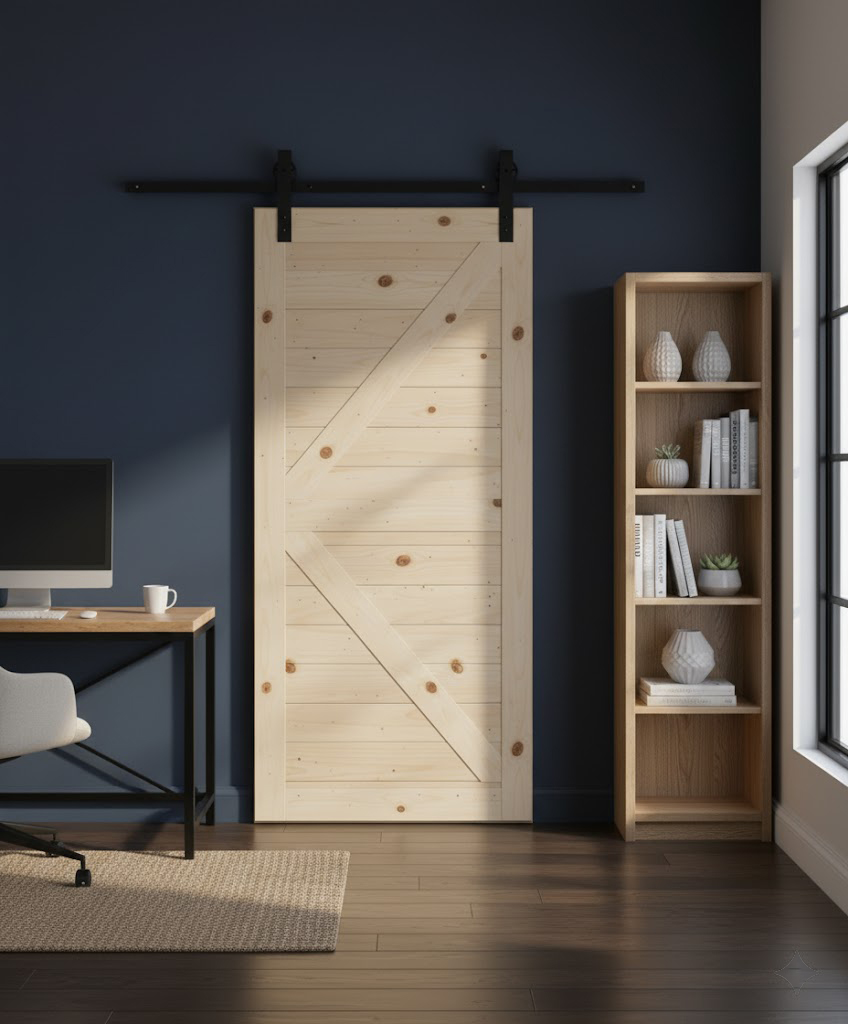 K-Brace Horizontal Slat Barn Door Including 2000mm Rail System