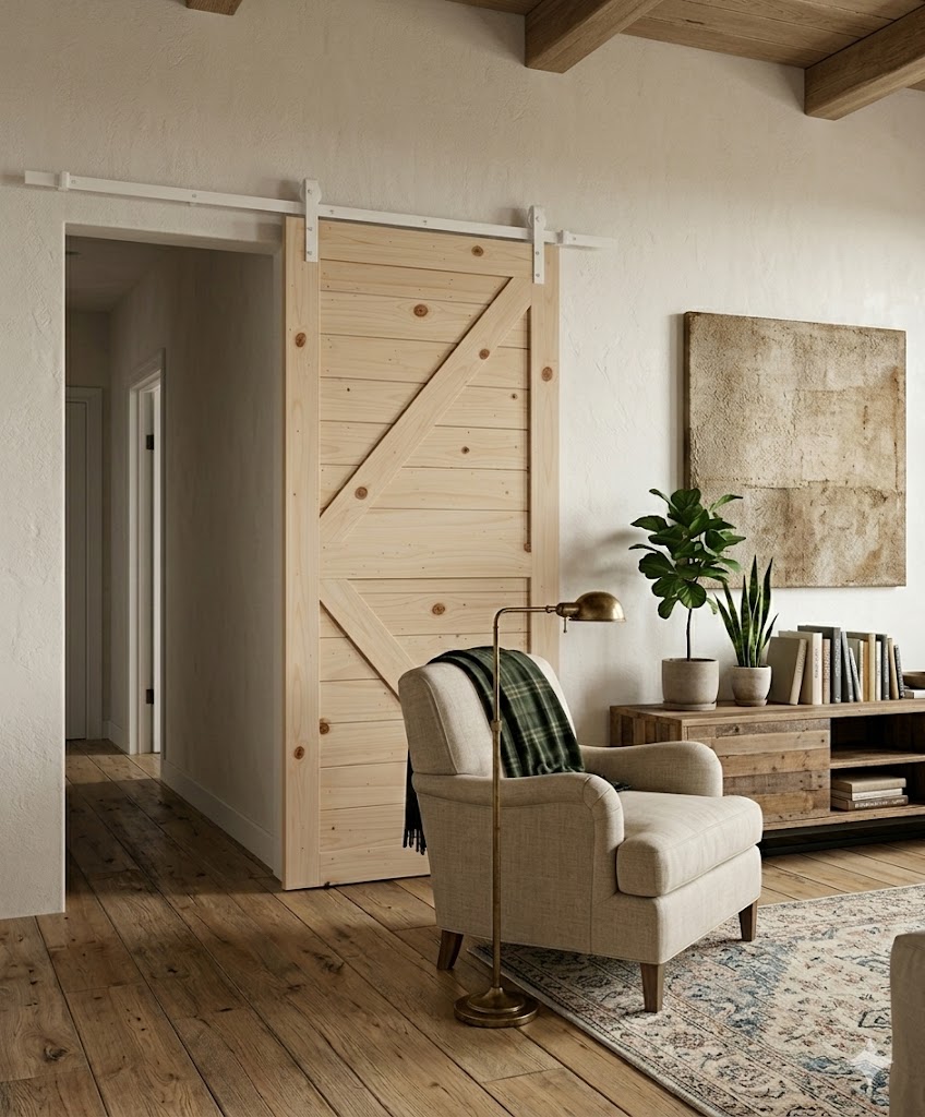 K-Brace Horizontal Slat Barn Door Including 2000mm Rail System - Image 2