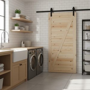Z-Brace Horizontal Slat Barn Door Including 2000mm Rail System