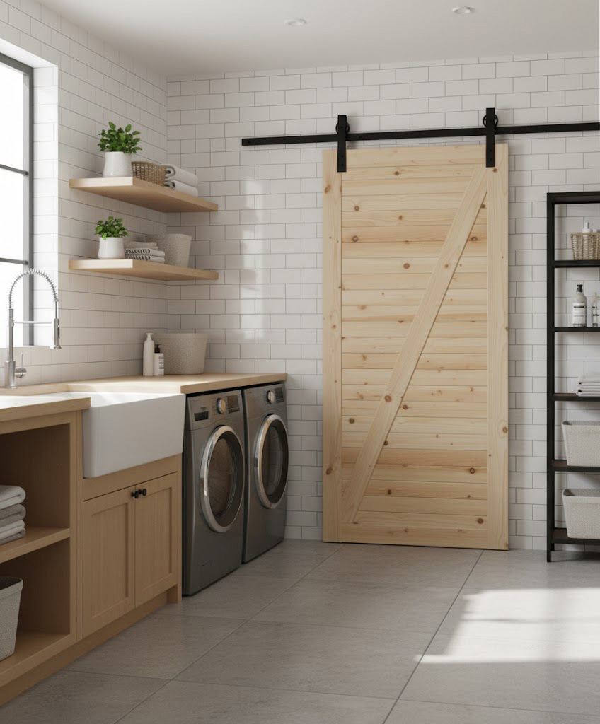 Z-Brace Horizontal Slat Barn Door Including 2000mm Rail System