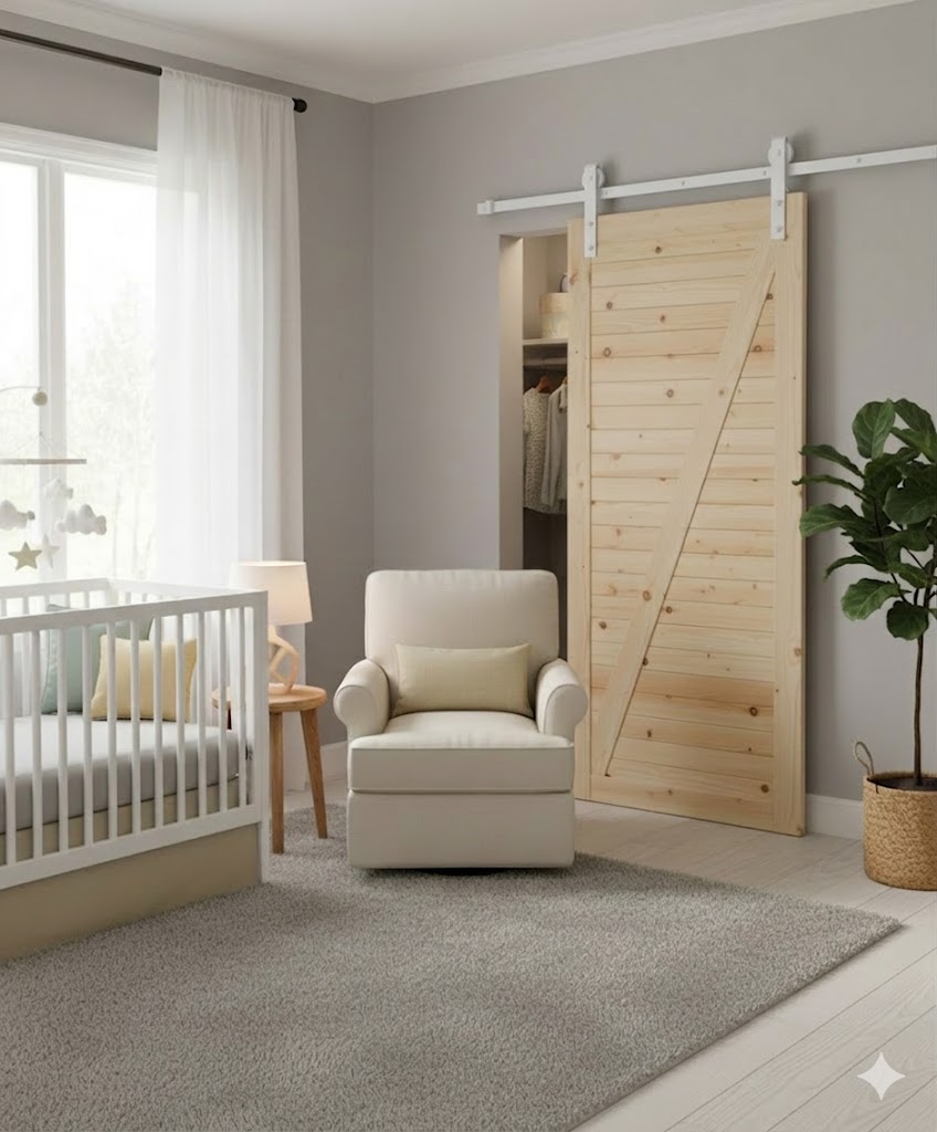 Z-Brace Horizontal Slat Barn Door Including 2000mm Rail System - Image 2